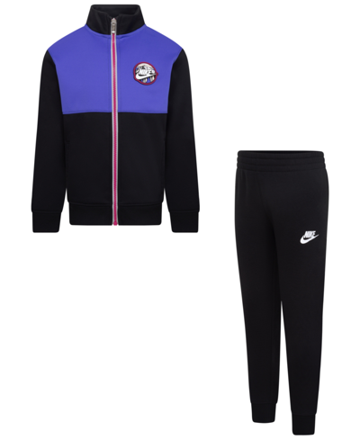 Shop Nike Little Boys Sportswear Snow Day Graphic Jacket And Pants, 2 Piece Set In Black
