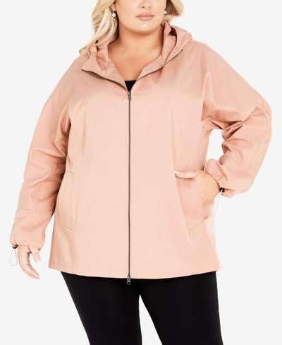 Shop Avenue Plus Size Giselle Zip Up Hooded Jacket In Blush
