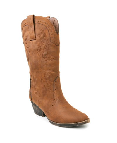Sugar Women's Tammy Tall Cowboy Boots In Cognac - Faux Suede