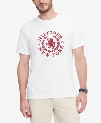 Shop Tommy Hilfiger Men's Embroidered Heritage Logo T-shirt In White