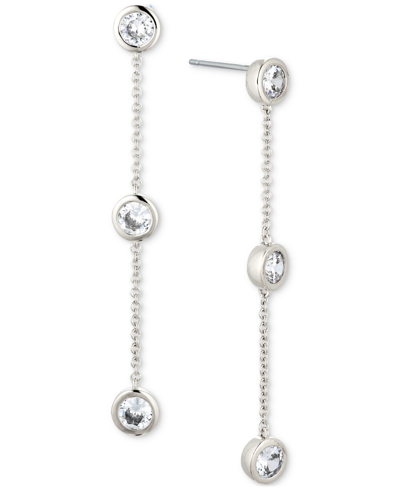 Shop Eliot Danori Silver-tone Cubic Zirconia Linear Drop Earrings, Created For Macy's