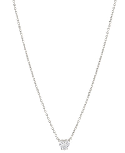 Shop Eliot Danori Cubic Zirconia Heart Pendant Necklace, 16" + 2" Extender In Silver