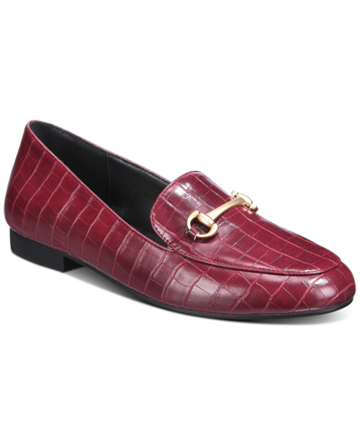 Shop Vaila Shoes Women's Reese Slip-on Hardware Classic Loafer Flats-extended Sizes 9-14 In Burgundy