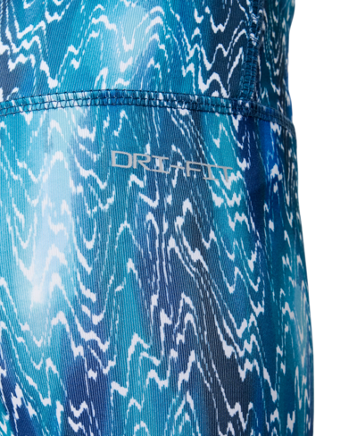 Shop Nike Little Girls Icon Clash All Over Print Leggings In Blue Jay