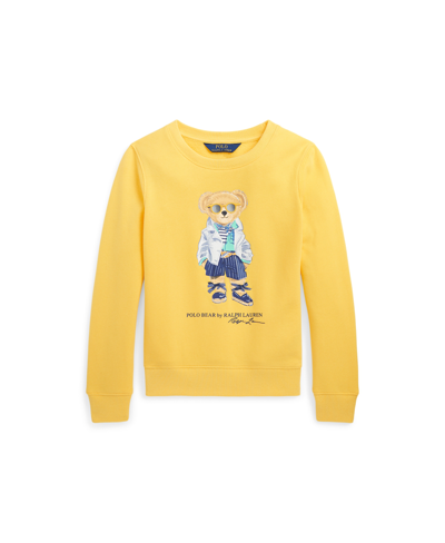 Shop Polo Ralph Lauren Big Girls Polo Bear Fleece Sweatshirt In Chrome Yellow