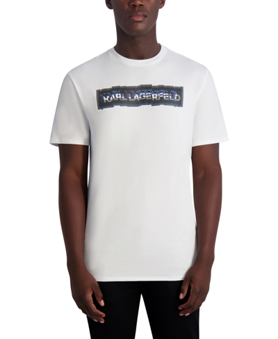 Shop Karl Lagerfeld Men's Slim-fit 3d Logo T-shirt In White