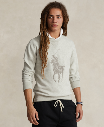 Shop Polo Ralph Lauren Men's Chenille Big Pony Sweatshirt In Light Sport Heather
