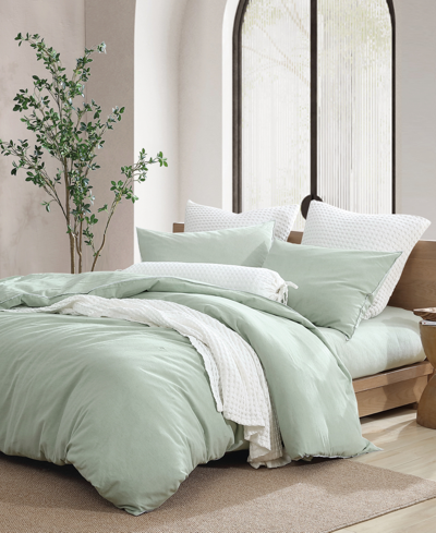 Shop Dkny Pure Washed Linen 3-piece Duvet Cover Set, Full/queen In Sage