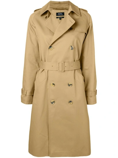 Shop Apc A.p.c. Greta Trench Clothing In Brown