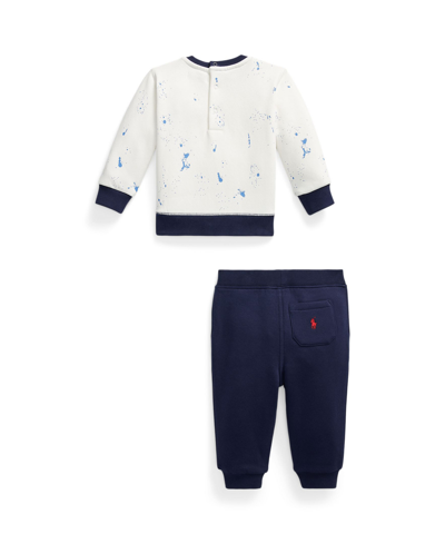 Shop Polo Ralph Lauren Baby Boys Polo Bear Fleece Sweatshirt And Pants Set In Deckwash White