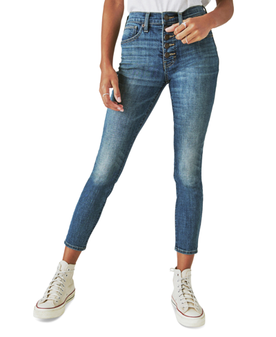 Shop Lucky Brand Bridgette High-rise Skinny Jeans In Radiant-med Blue