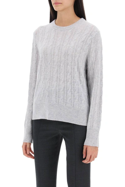 Shop Guest In Residence Twin Cable Cashmere Sweater In Grey