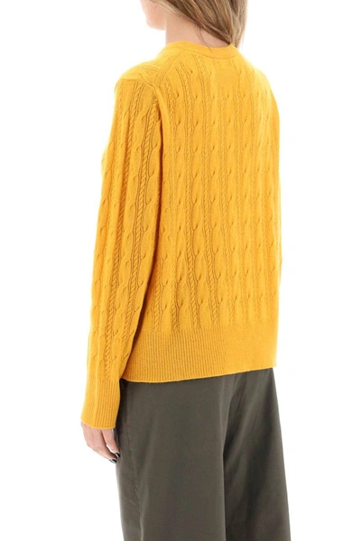 Shop Guest In Residence Twin Cable Cashmere Sweater In Yellow
