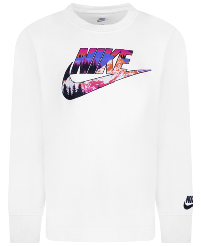 Shop Nike Little Boys Snowscape Futura Long Sleeve T-shirt In White