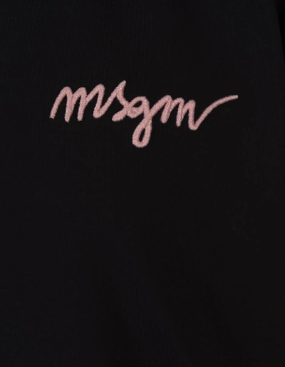 Shop Msgm T-shirt With Contrast Embroidered Logo In Black