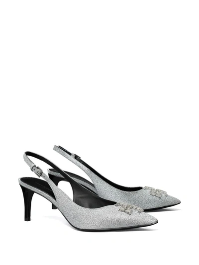 Shop Tory Burch Eleanor Pave Slingback Shoes In Grey