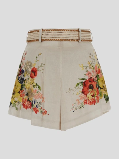 Shop Zimmermann Shorts In Ivoryfloral