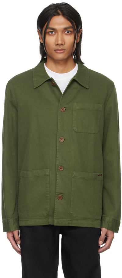 Shop Nudie Jeans Khaki Barney Jacket In Olive