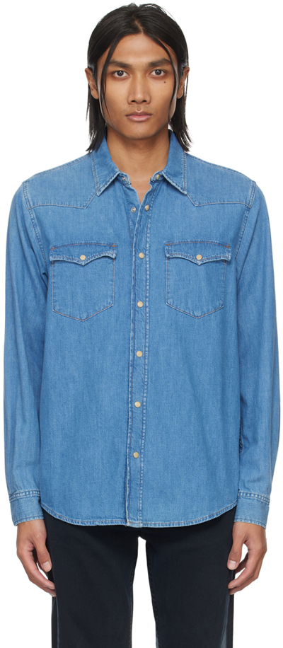 Shop Nudie Jeans Blue George Denim Shirt In Another Kind Of Blue
