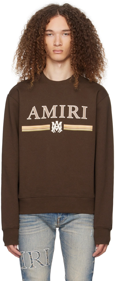Shop Amiri Brown 'ma' Bar Sweatshirt In Brown-cotton