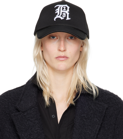 Shop R13 Black Baseball Cap In Black W/ White
