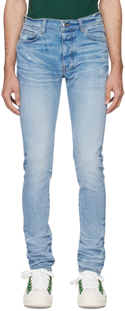 Shop Amiri Blue Stack Jeans In Perfect Indigo