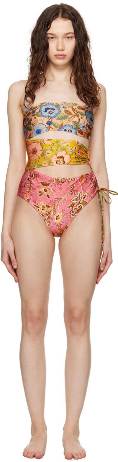 Shop Zimmermann Pink Junie Swimsuit In Spli Spliced