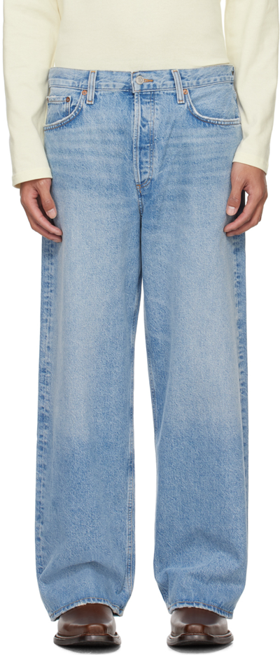 Shop Agolde Blue Low Slung Baggy Jeans In Libertine