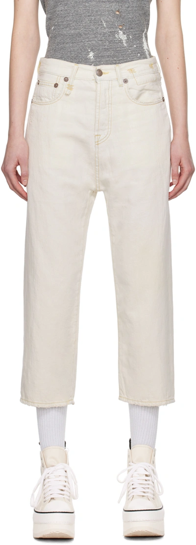 Shop R13 Ssense Exclusive Off-white Jeans In Kinney Linen Indigo