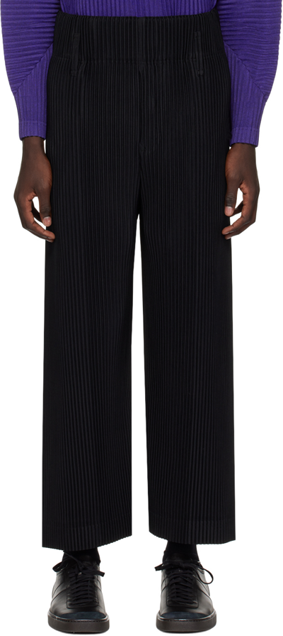 Shop Issey Miyake Black Pleats Bottoms 2 Trousers In 15-black