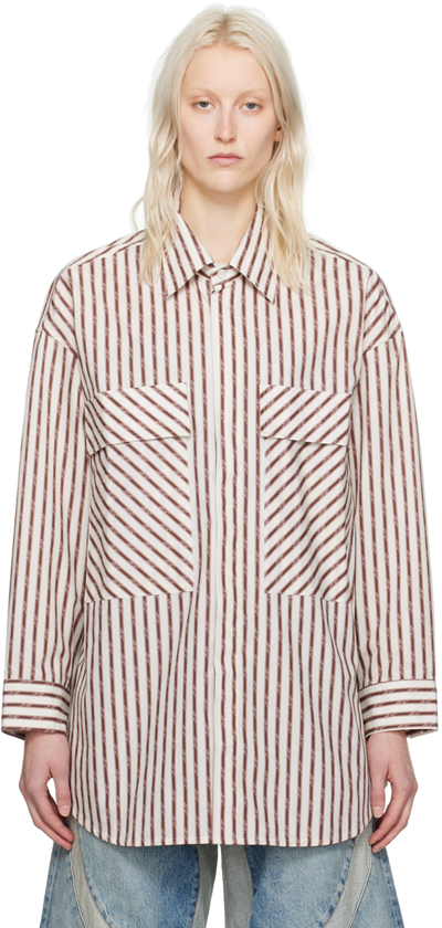 Shop Amiri Off-white & Brown Double-pocket Shirt In Alabaster