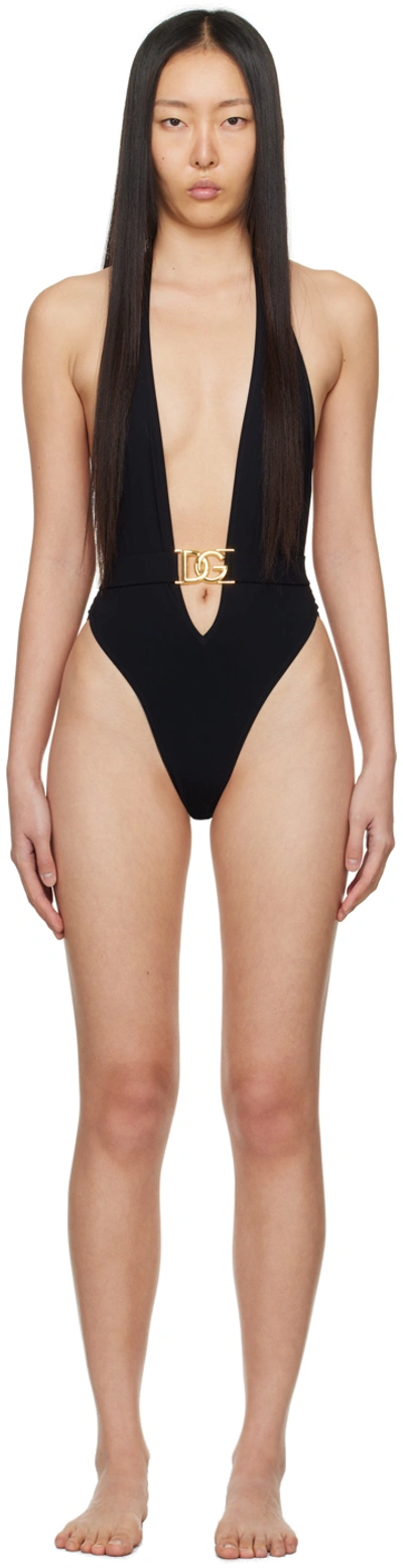 Shop Dolce & Gabbana Black Cutout Swimsuit In N0000 Nero