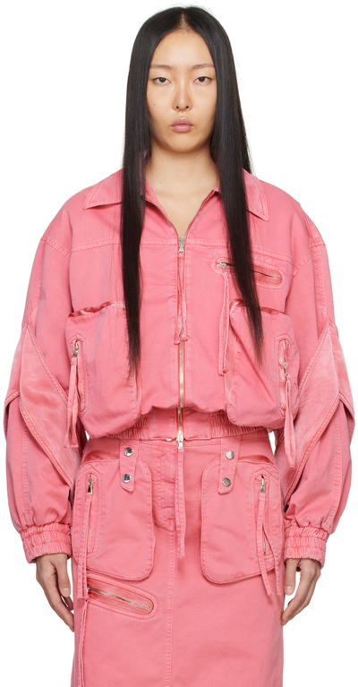 Shop Blumarine Pink Padded Bomber Jacket In D0729 Bubblegum