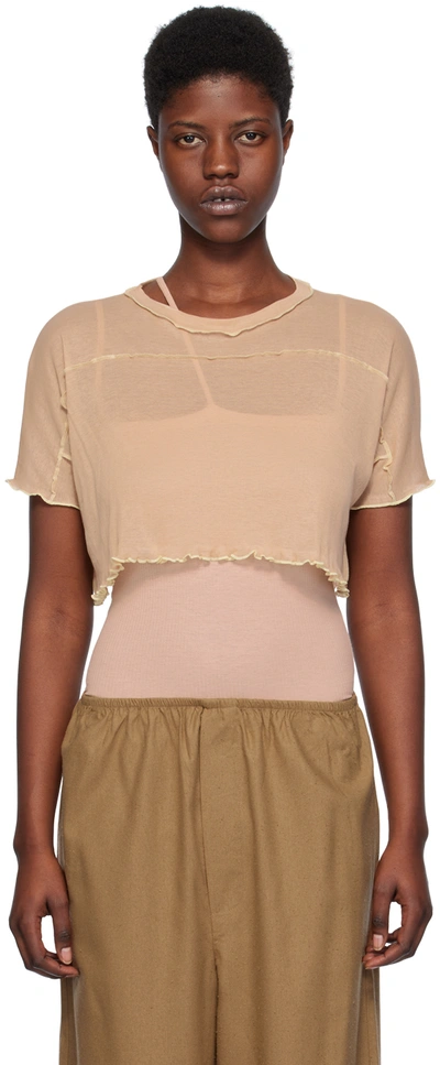 Shop Baserange Beige Sun Crop T-shirt In Rosy Camel
