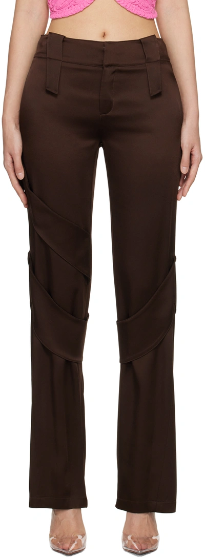 Shop Blumarine Brown Spiral Trousers In N0541 Chocolate Brow