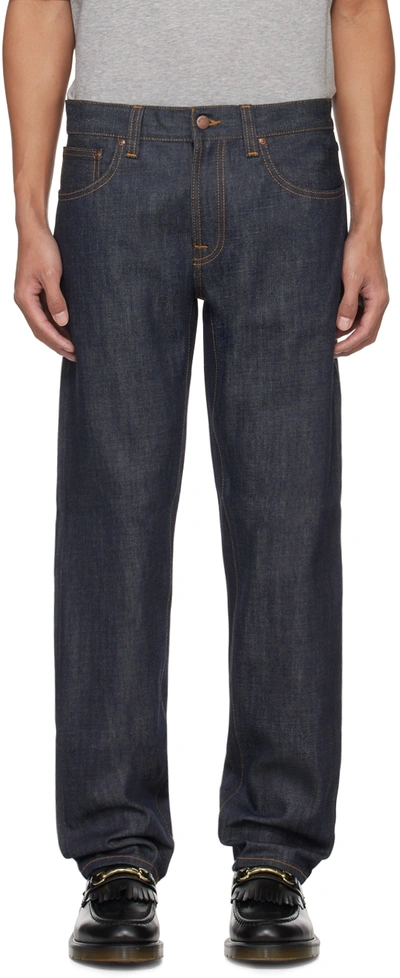 Shop Nudie Jeans Navy Gritty Jackson Jeans In Dry Old