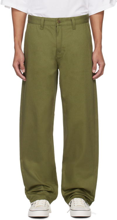 Shop Nudie Jeans Khaki Tuff Tony Trousers In Green