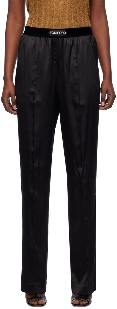 Shop Tom Ford Black Pinched Seams Lounge Pants In Lb999 Black