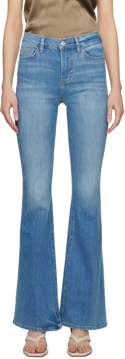 Shop Frame Blue 'le High Flare' Jeans In Wvy Wavey