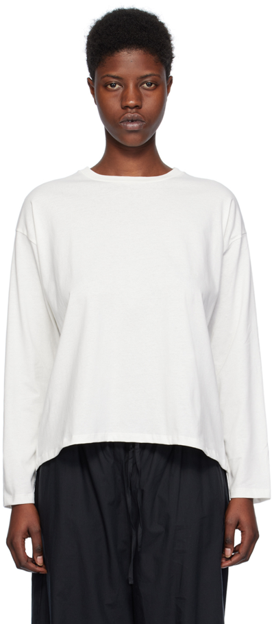Shop Baserange White Loose Long Sleeve T-shirt In Undyed