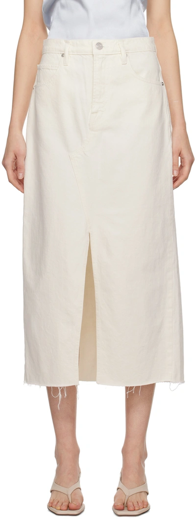 Frame The Midaxi Skirt Angled Seam Raw After Ecru Denim In Ecru