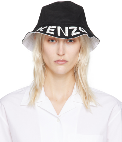 Shop Kenzo Black & White  Paris Reversible Graphy Bucket Hat