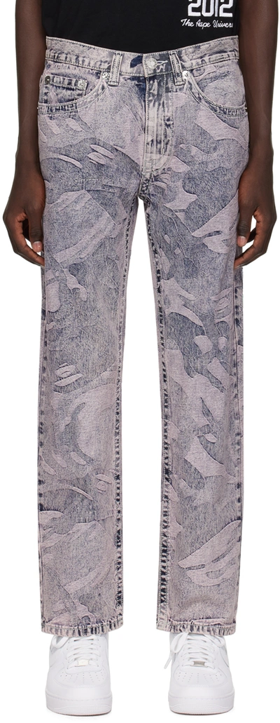 Shop Aape By A Bathing Ape Pink Graphic Printed Jeans In Ppl