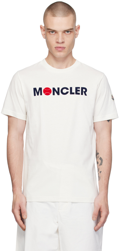 Moncler Off-white Flocked T-shirt In Silk White 034