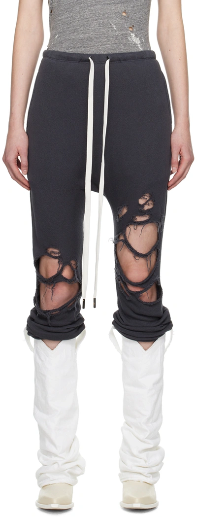 Shop R13 Ssense Exclusive Black Lounge Pants In Washed Black