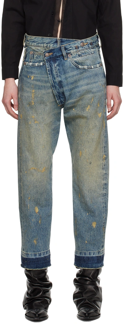 Shop R13 Blue Crossover Jeans In Gold Clinton Blue