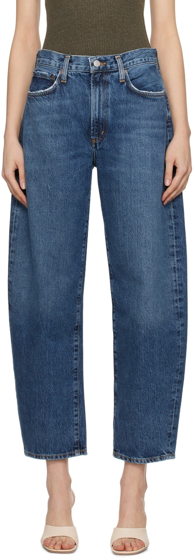 Shop Agolde Indigo Balloon Jeans In Control (dk Ind)