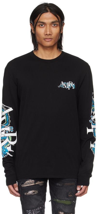 Shop Amiri Black Cny Dragon Long Sleeve T-shirt