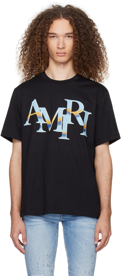 Shop Amiri Black Staggered Chrome T-shirt