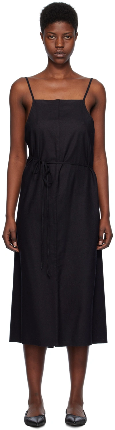 Shop Baserange Black Yumi Apron Midi Dress